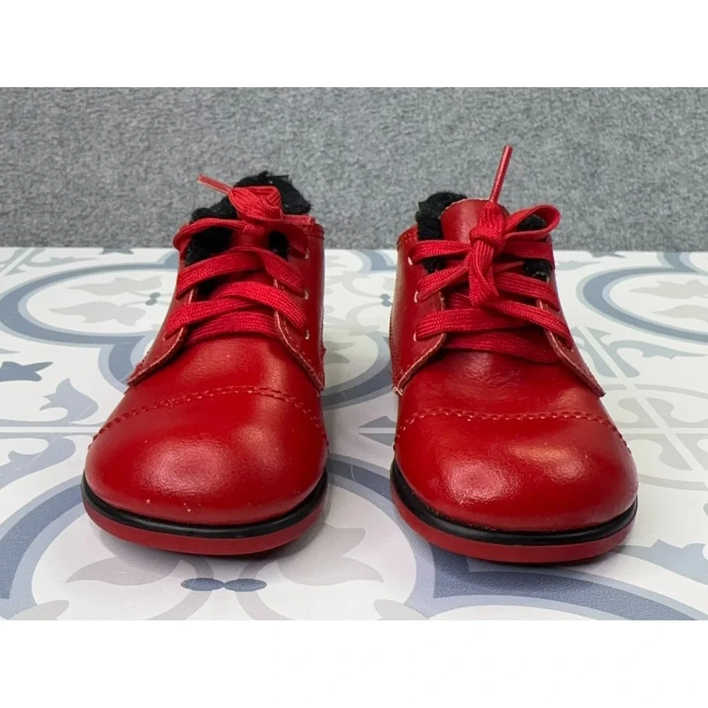 Vintage 80s Baby Deer x McKids Walking Shoes Infant Size 3 1/2 D Red Leather USA
